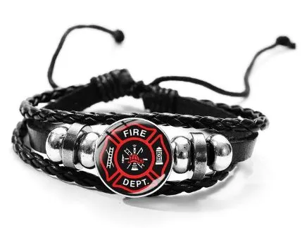 polly Bracelets B820 Black Fire Fighter Leather Bracelet