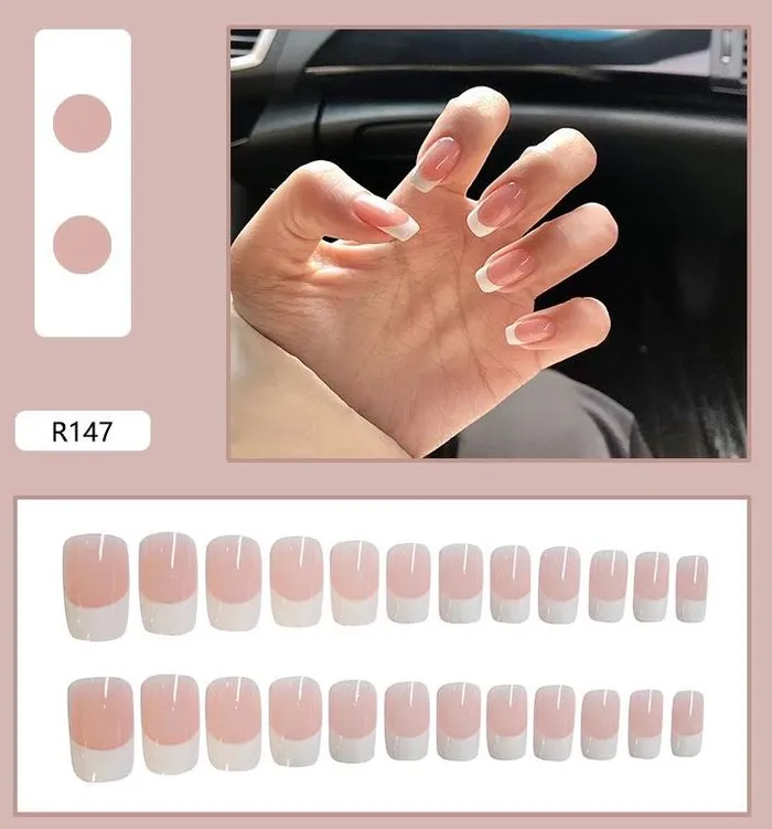 Polly Earrings NS313 Long Square Press On Nails 24 Pieces R147