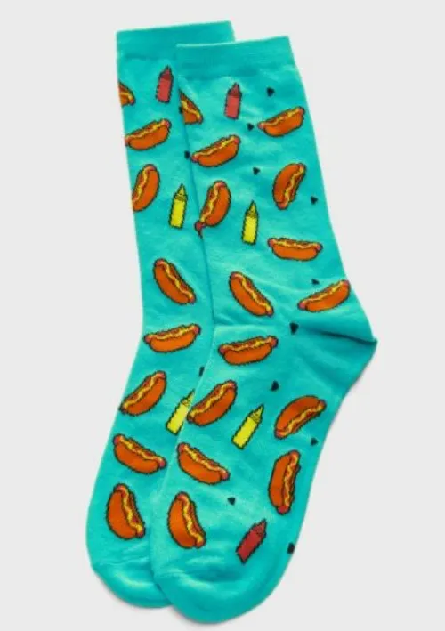 POLLY Earrings SF154 Teal Hotdog Socks