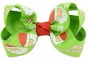 POLLY Earrings Z82 Lime Green Santa Merry Christmas Small Hair Bow Clip