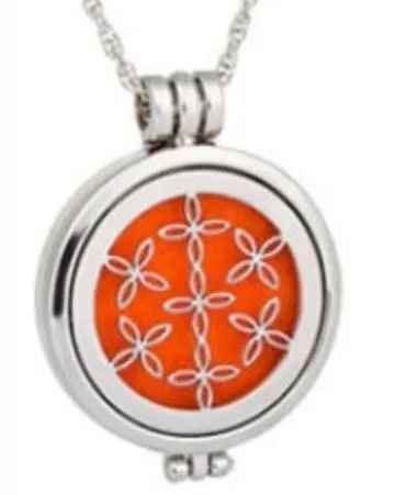 polly N740 Silver Flower Essential Oil Necklace with FREE Earrings PLUS 5 Different Color Pads Necklaces