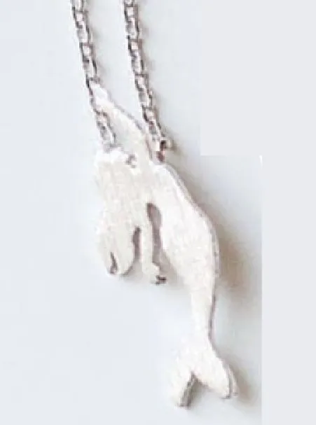 polly Necklaces N1220 Silver Dainty Mermaid Necklace with FREE Earrings