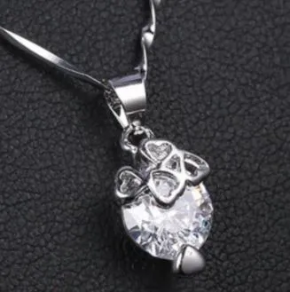 POLLY Necklaces N1494 Silver Dainty Rhinestone Necklace with FREE Earrings