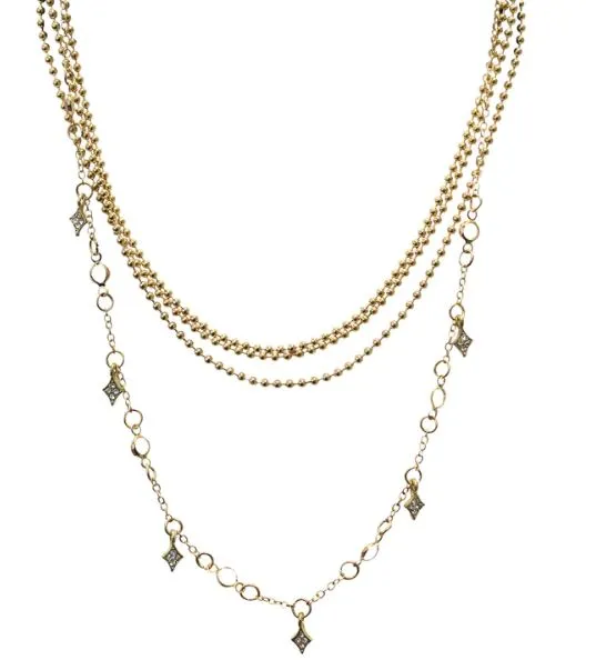 POLLY Necklaces N429 Gold Multi Layer with Rhinestones Choker Necklace with FREE Earrings POLLY Necklaces N429 Gold Multi Layer with Rhinestones Choker Necklace with FREE Earrings