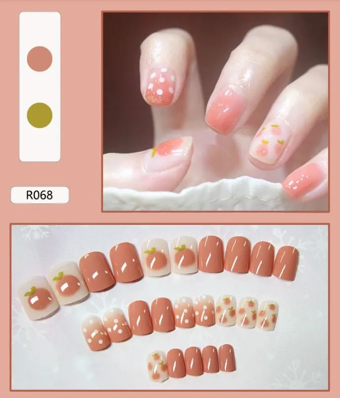 Polly NS588 Short Square Press On Nails 24 Pieces R068 Earrings