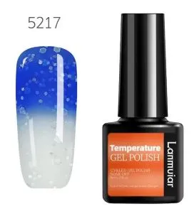 POLLY Rings NS23 Thermal Gel Polish DARK BLUE GLITTERWHITE 5217