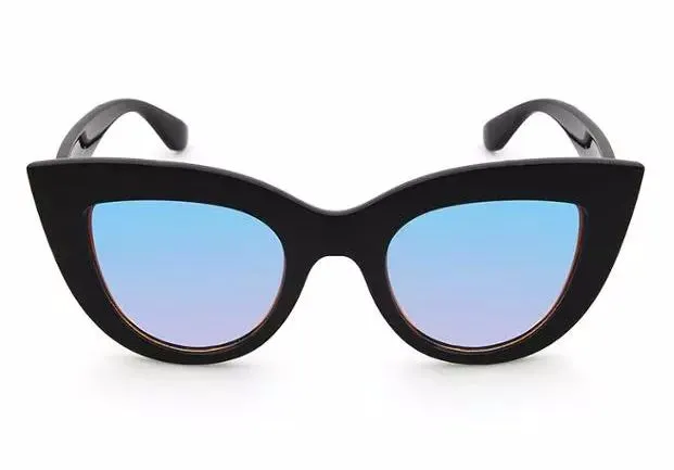 POLLY Rings S391 Black Frame Blue Lens Fashion Sunglasses
