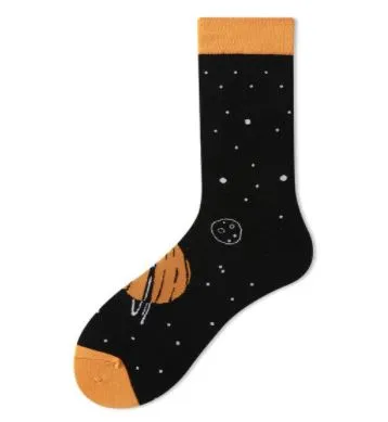 POLLY Rings SF242 Black Orange Planet Socks