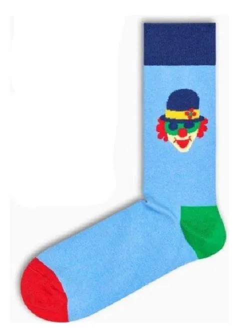 POLLY Rings SF764 Pale Blue Clown Socks