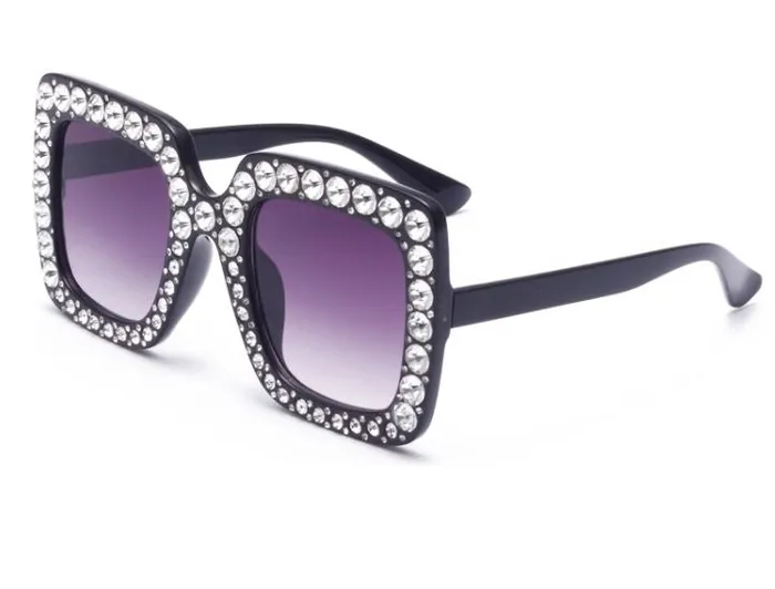 POLLY S326 Black Purple Tint Lens Glitter Dots Fashion Sunglasses Rings