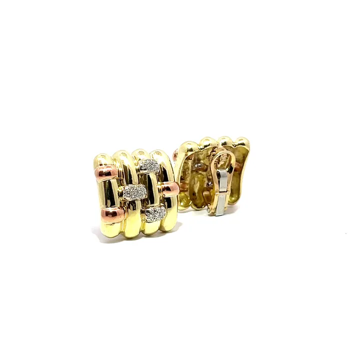 PreOwned TriTone Diamond Woven Earrings STORE 5a Earrings