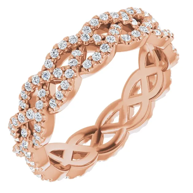 Prestine Moissanite or Diamond Full Eternity InfinityInspired Twisted Eternity Band Fire Brilliance Rings