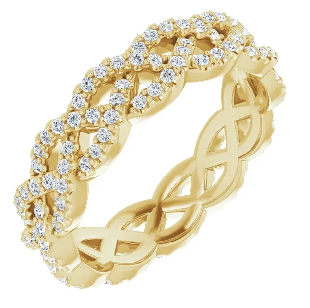 Prestine Moissanite or Diamond Full Eternity InfinityInspired Twisted Eternity Band Fire Brilliance Rings