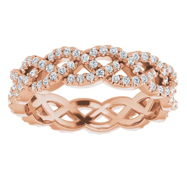 Prestine Moissanite or Diamond Full Eternity InfinityInspired Twisted Eternity Band Fire Brilliance Rings