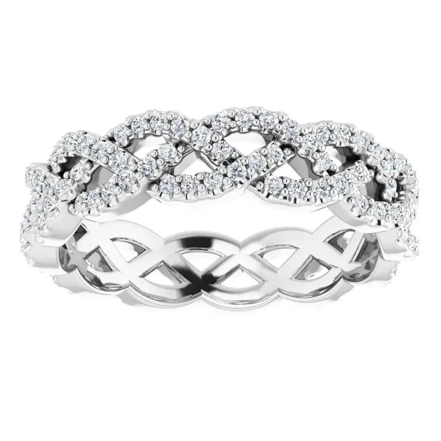 Prestine Moissanite or Diamond Full Eternity InfinityInspired Twisted Eternity Band Fire Brilliance Rings