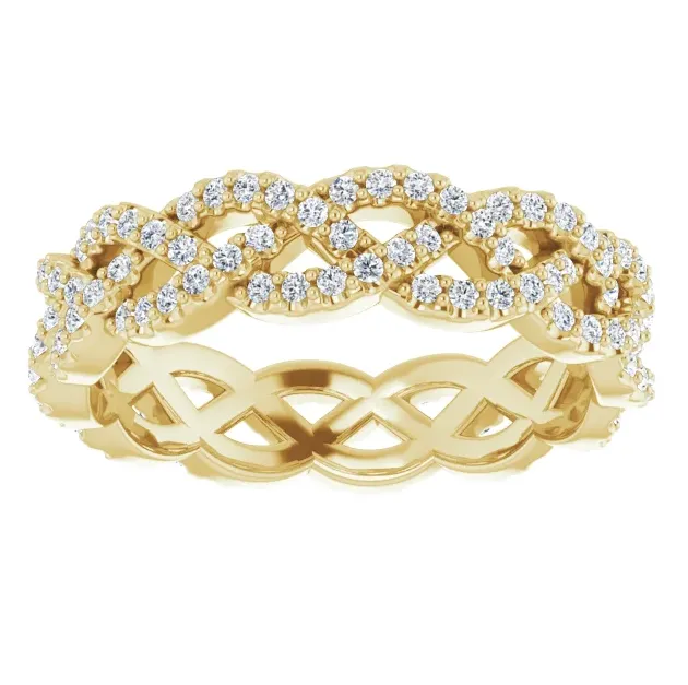 Prestine Moissanite or Diamond Full Eternity InfinityInspired Twisted Eternity Band Fire Brilliance Rings