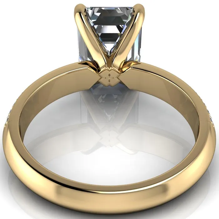 Priscilla Emerald Center Stone 4 Prong Double Channel Shank Engagement Ring Fire Brilliance Rings