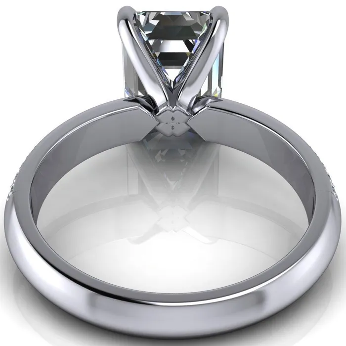 Priscilla Emerald Center Stone 4 Prong Double Channel Shank Engagement Ring Fire Brilliance Rings