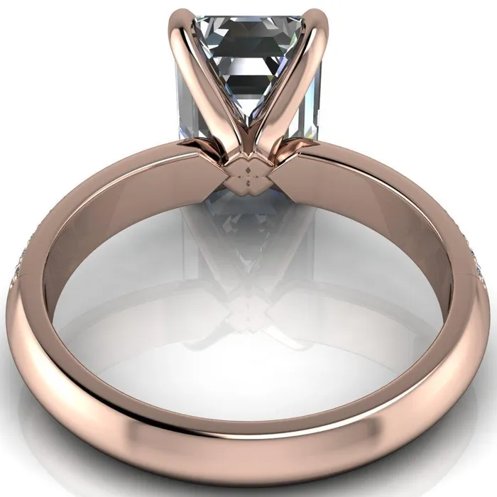 Priscilla Emerald Center Stone 4 Prong Double Channel Shank Engagement Ring Fire Brilliance Rings