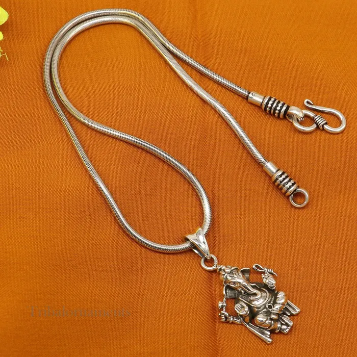 Pure 925 sterling silver handmade gorgeous Idol God Ganesha stylish pendant exclusive customized pendant unisex gifts jewelry ssp972 TRIBAL ORNAMENTS Necklaces