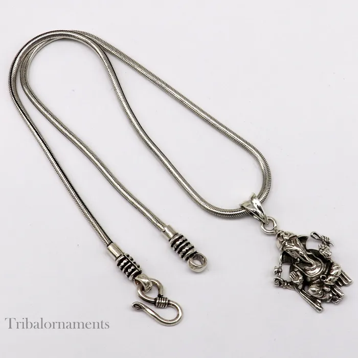 Pure 925 sterling silver handmade gorgeous Idol God Ganesha stylish pendant exclusive customized pendant unisex gifts jewelry ssp972 TRIBAL ORNAMENTS Necklaces