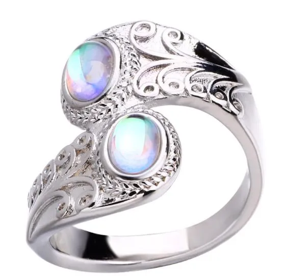 R108 Silver Moonstone Ring polly Rings