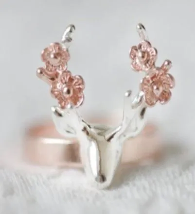 R230 Rose Gold Silver Deer Ring alice Rings