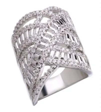 R682 Silver Multi Rhinestone Ring alice Rings