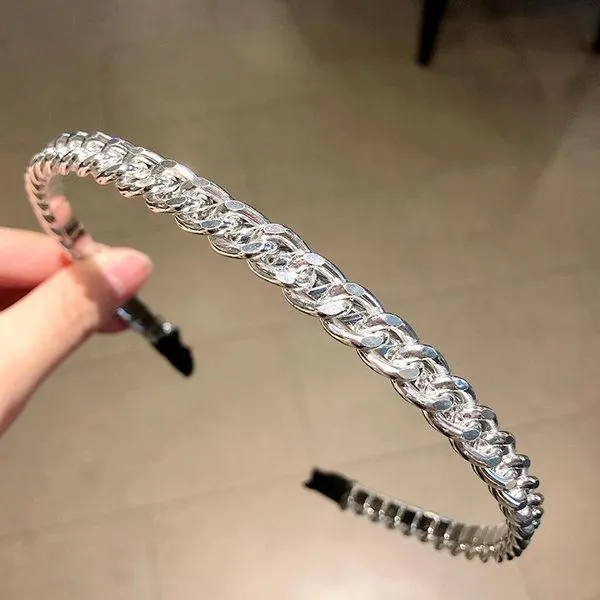 Rings 01 H193 Silver Chain Link Hair Band