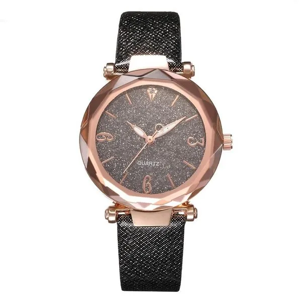 Rings 01 W141 Black Band Glitter Collection Quartz Watch