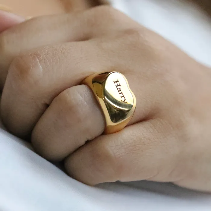Rings 18K GoldFilled Personalized Ring Custom Engraved Heart Name Ring Jewelvers