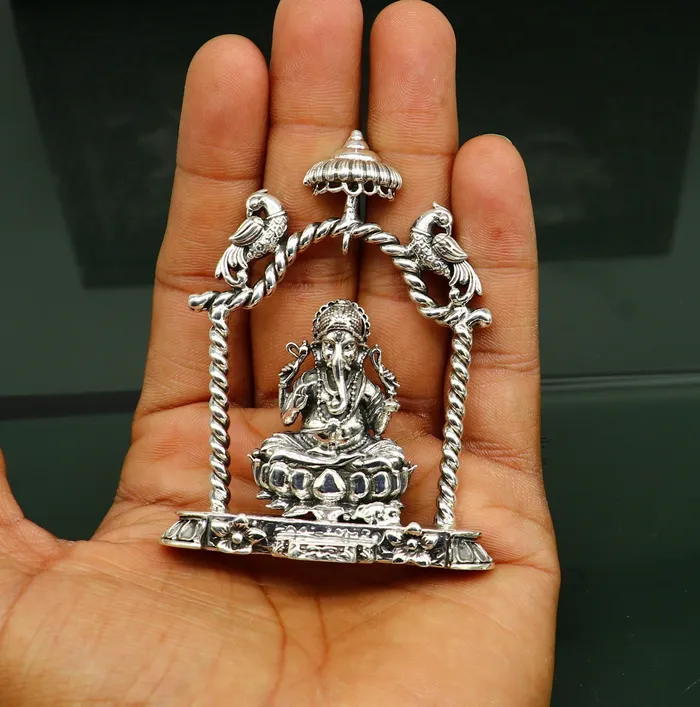 Rings 925 Sterling silver Idol lord Ganesha Pooja puja Articles Indian Silver Idols handcrafted Ganesh statue sculpture amazing gifting Art05 TRIBAL ORNAMENTS