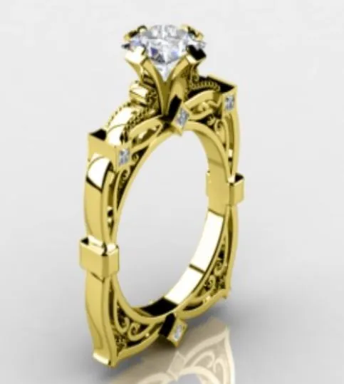 Rings alice R167 Gold Square Design Rhinestone Ring