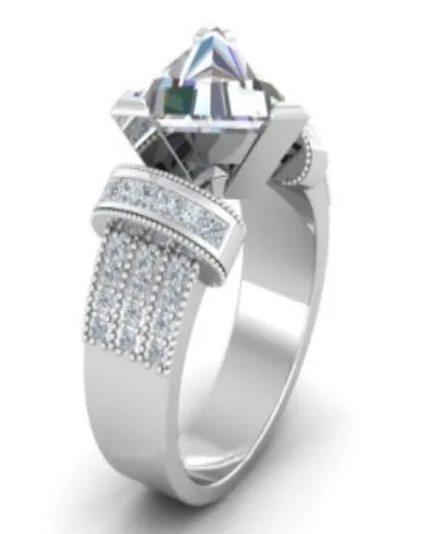 Rings alice R697 Silver Crystal Triangle Gemstone Rhinestone Ring