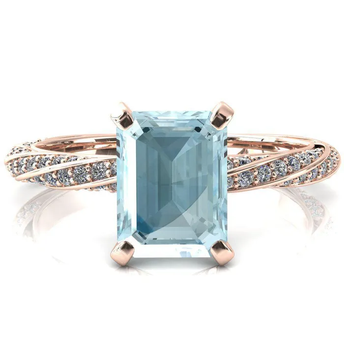 Rings Elysia Emerald Aqua Blue Spinel 4 Prong 34 Eternity Diamond Accent Ring Fire Brilliance 