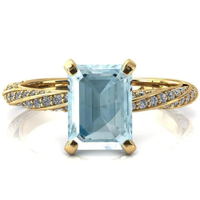 Rings Elysia Emerald Aqua Blue Spinel 4 Prong 34 Eternity Diamond Accent Ring Fire Brilliance 