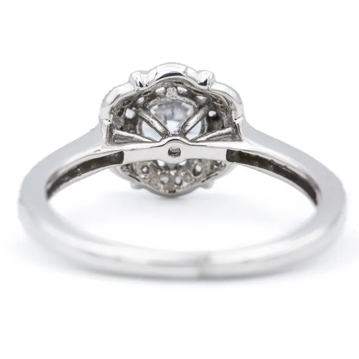 Rings Fire Brilliance 6mm Round Center 14K White Gold Halo Ring