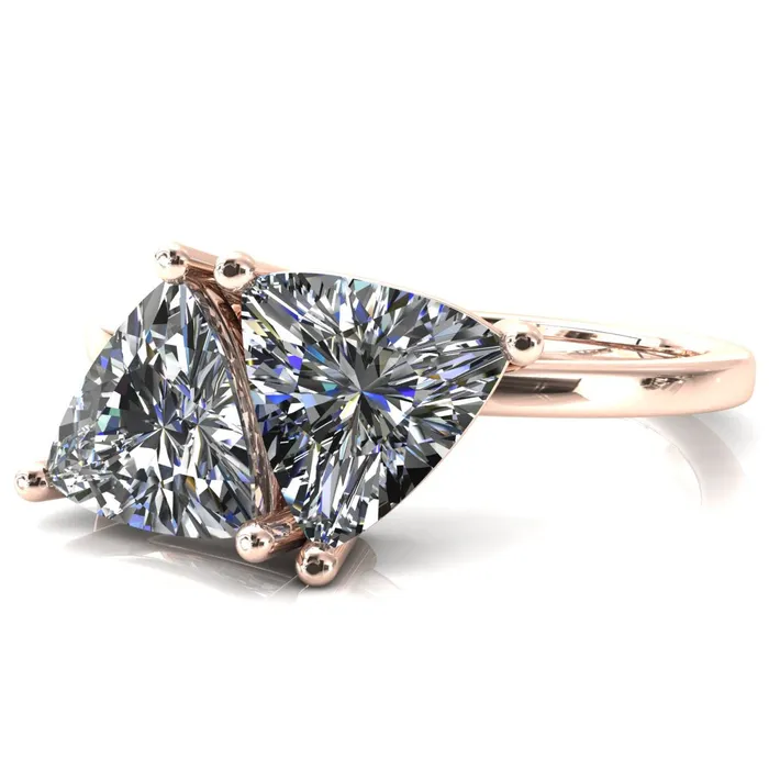 Rings Fire Brilliance 75mm Trillion TwoStone Center Toi Et Moi Ring