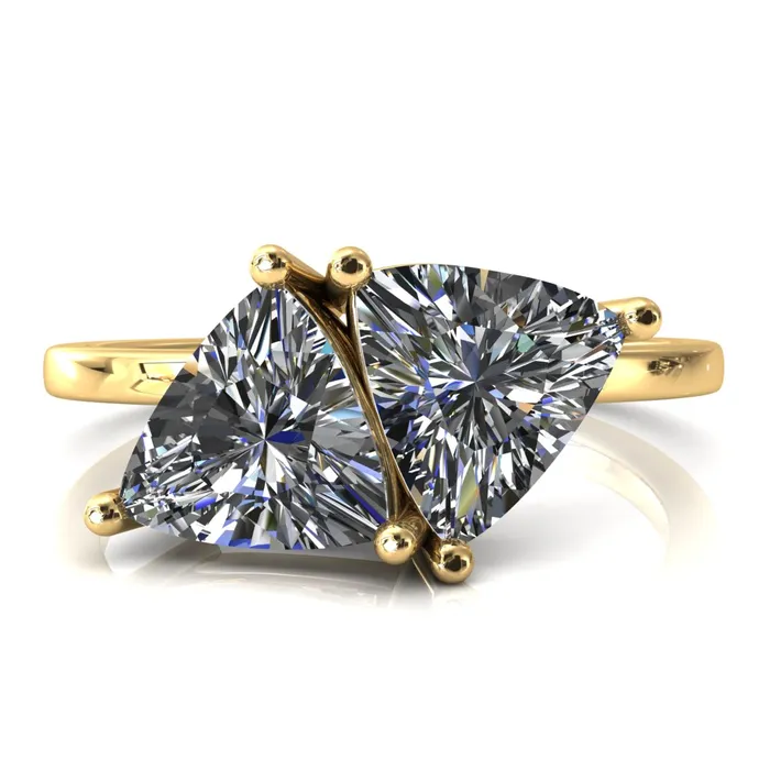 Rings Fire Brilliance 75mm Trillion TwoStone Center Toi Et Moi Ring