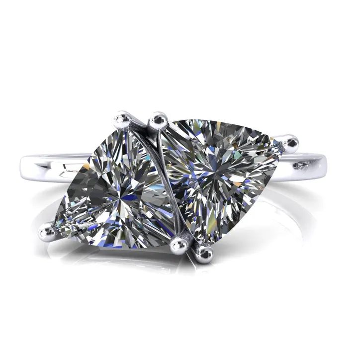 Rings Fire Brilliance 75mm Trillion TwoStone Center Toi Et Moi Ring
