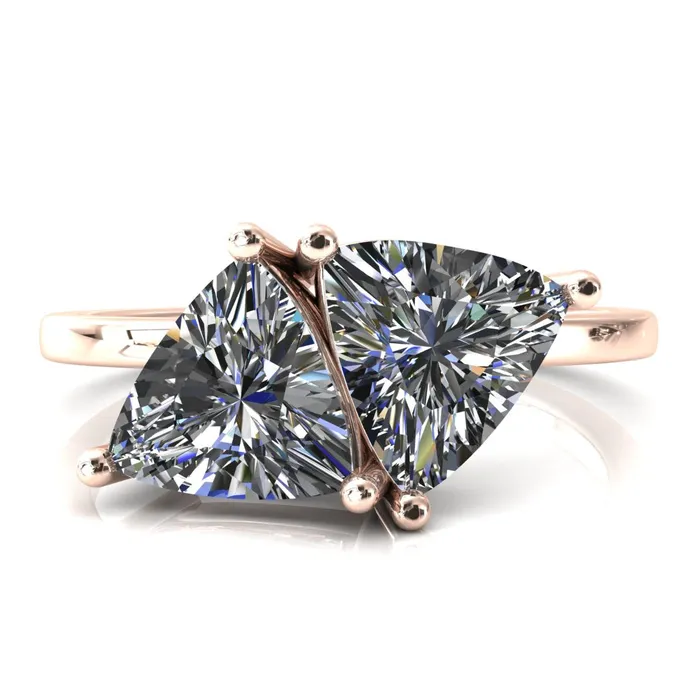 Rings Fire Brilliance 75mm Trillion TwoStone Center Toi Et Moi Ring