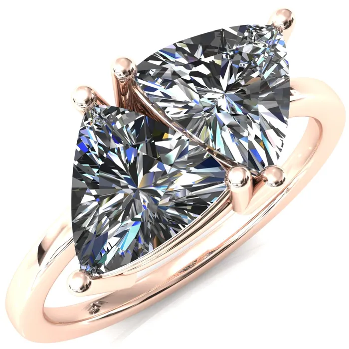 Rings Fire Brilliance 75mm Trillion TwoStone Center Toi Et Moi Ring