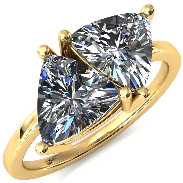 Rings Fire Brilliance 75mm Trillion TwoStone Center Toi Et Moi Ring