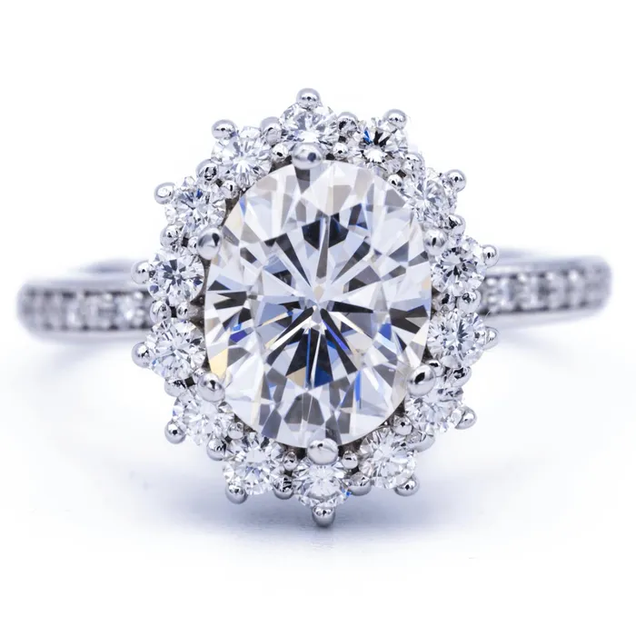 Rings Fire Brilliance 9x7mm Oval Center The Duchess Cluster Halo Ring