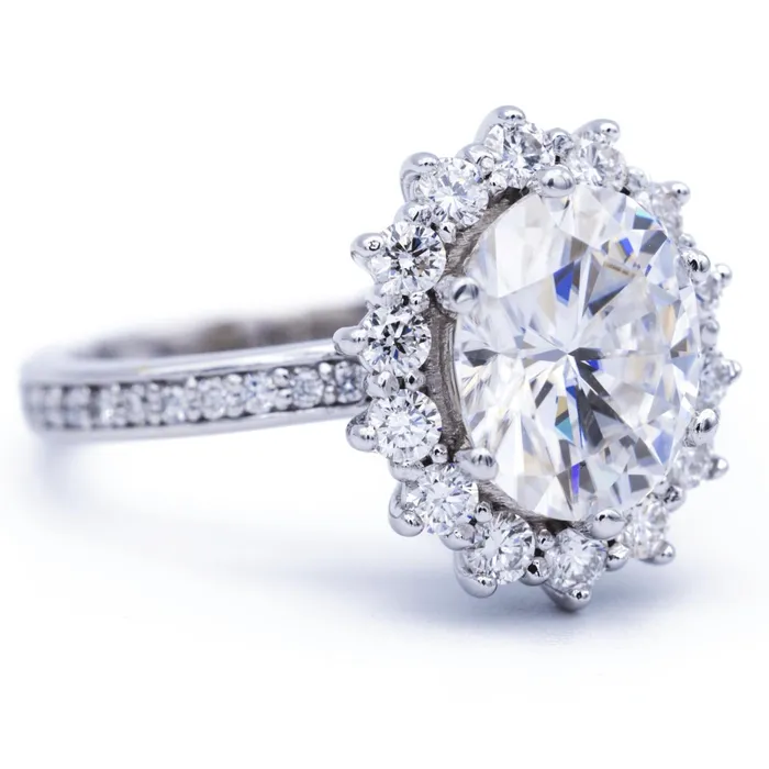 Rings Fire Brilliance 9x7mm Oval Center The Duchess Cluster Halo Ring