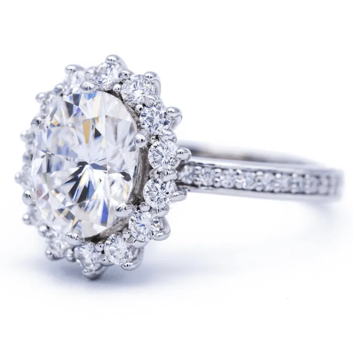 Rings Fire Brilliance 9x7mm Oval Center The Duchess Cluster Halo Ring