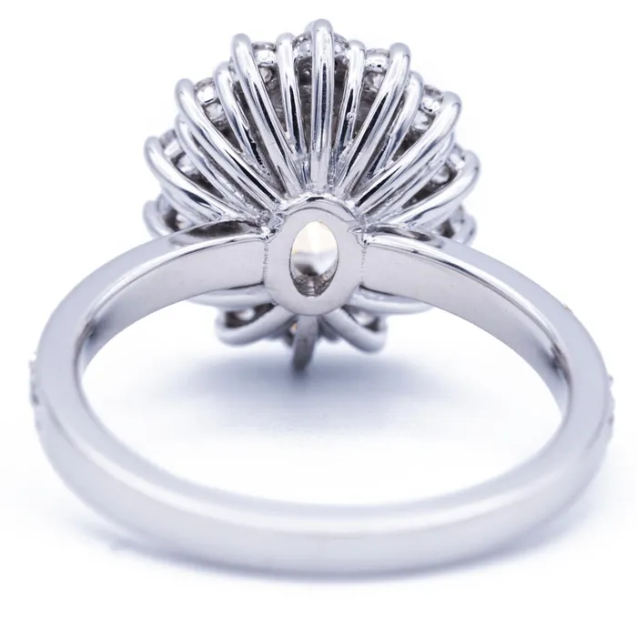 Rings Fire Brilliance 9x7mm Oval Center The Duchess Cluster Halo Ring