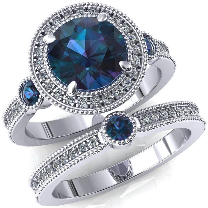 Rings Fire Brilliance Brachium Round Alexandrite Bezel Milgrain Halo 34 Eternity Accent Diamond Ring Rings Fire Brilliance Brachium Round Alexandrite Bezel Milgrain Halo 34 Eternity Accent Diamond Ring