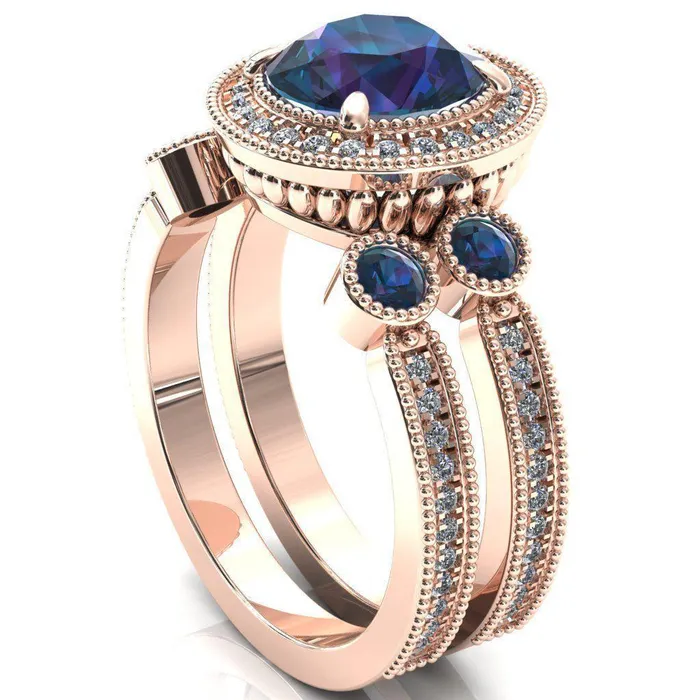Rings Fire Brilliance Brachium Round Alexandrite Bezel Milgrain Halo 34 Eternity Accent Diamond Ring