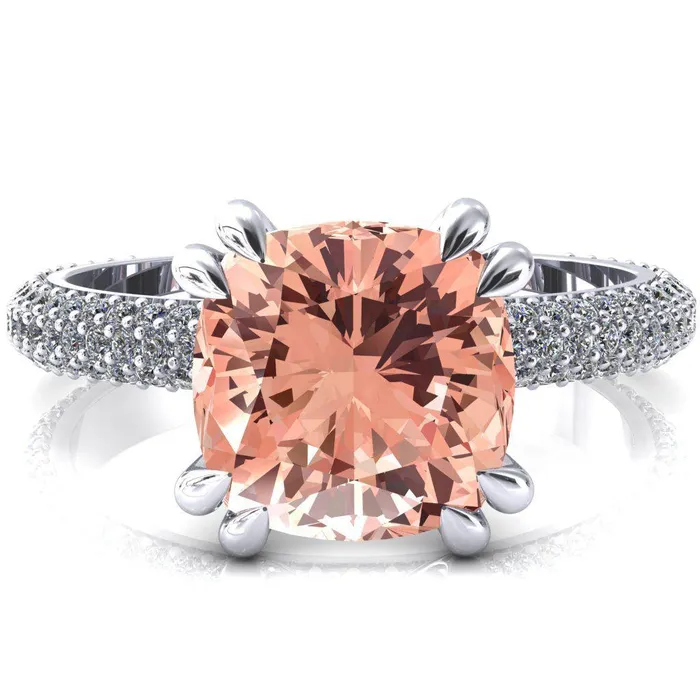 Rings Fire Brilliance Elley Cushion Champagne Sapphire 4 Claw Prong Diamond Accent Engagement Ring Rings Fire Brilliance Elley Cushion Champagne Sapphire 4 Claw Prong Diamond Accent Engagement Ring